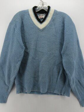 VINTAGE Campus Sweater Medium Bulky Knit Wool Blend 70s Waffle Boxy